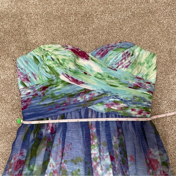 Silk Aidan Mattox Strapless Multicolor Maxi Dress Fairycore Costume Prom Cosplay - Picture 15 of 16